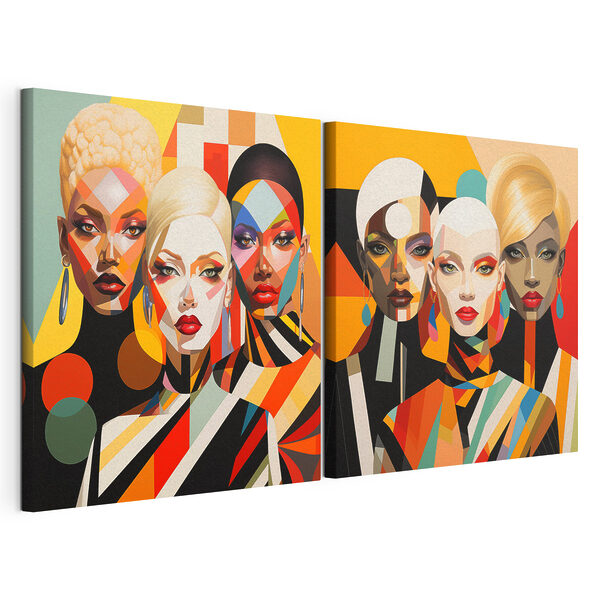 Impression sur toile modulaire Collage de femmes aux couleurs variées