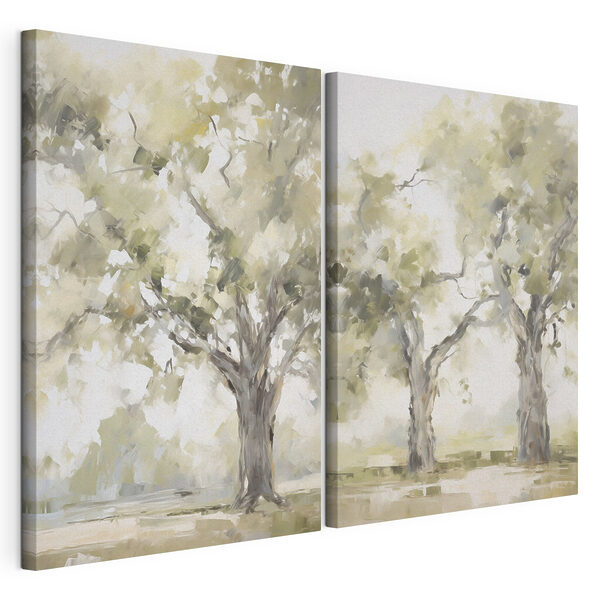 Impression sur toile modulaire Deux arbres aux feuilles vertes