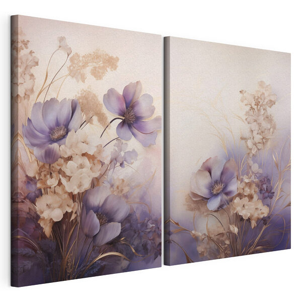 Impression sur toile modulaire Des fleurs délicates aux teintes pastel douces