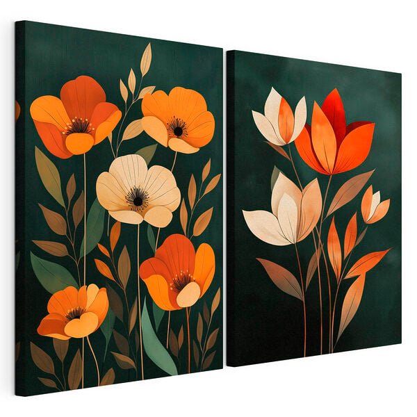 Painting of flowers on a black background