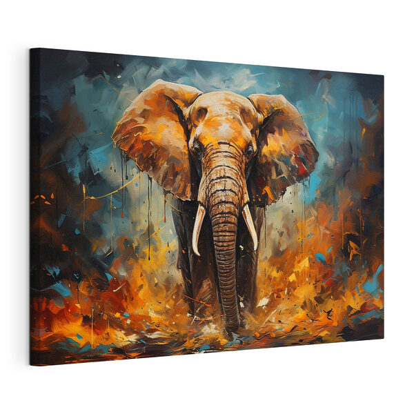 Un éléphant avec des défenses et de la terre Tableaux Un éléphant avec des défenses et de la terre