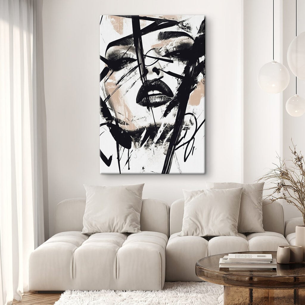 Woman's face with black paint