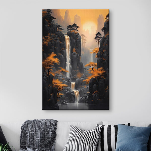 Tableaux Cascade dans une zone rocheuse