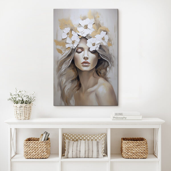 Tableaux Tableaux Tableau représentant une femme avec des fleurs dans les cheveux (UGS : s46757)