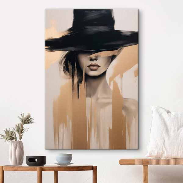 Tableaux Tableaux Tableau représentant une femme coiffée d'un chapeau noir (UGS : s46802)