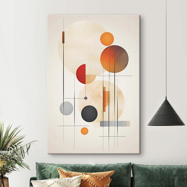 Tableaux Des formes abstraites et des couleurs chaudes se marient