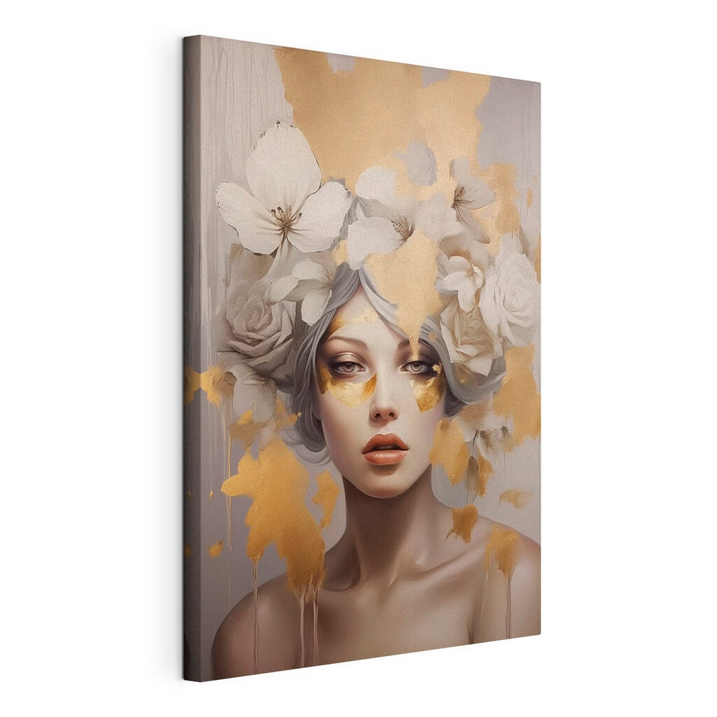Painting of a woman with flowers in her hair