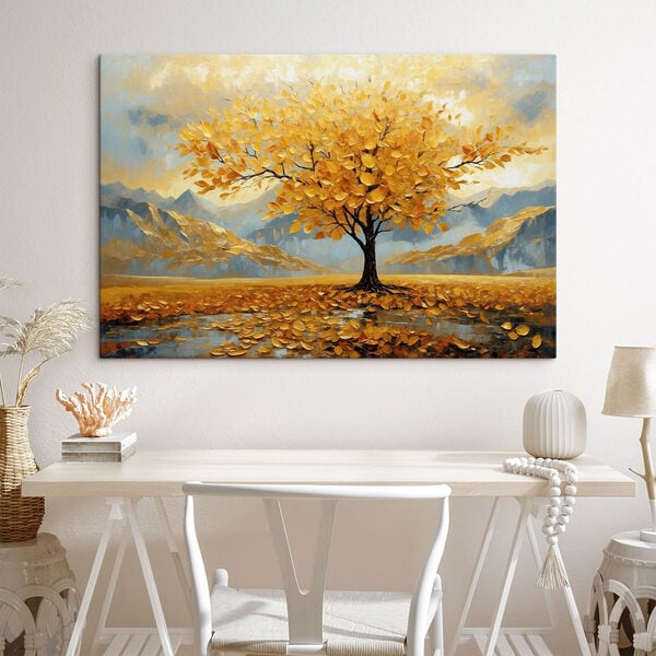 Tableaux Tableaux Arbre aux feuilles jaunes dans un champ (UGS : s47285)