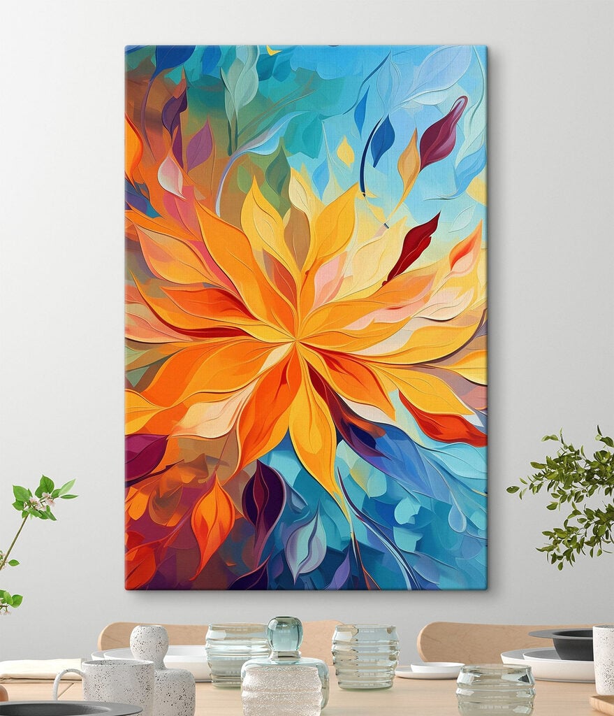 Colorful flower with many leaves