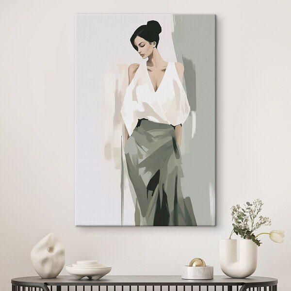 Tableaux Tableaux Une femme en chemise blanche et jupe verte (UGS : s47798)