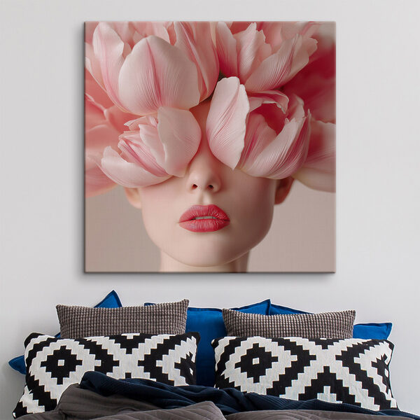Tableaux Tableaux Femme avec des fleurs roses sur la tête (UGS : s47920)