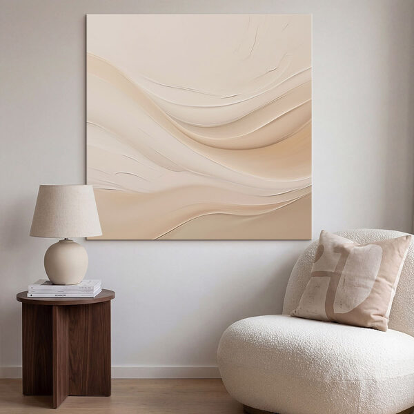 Tableaux Lignes ondulées blanches et beiges