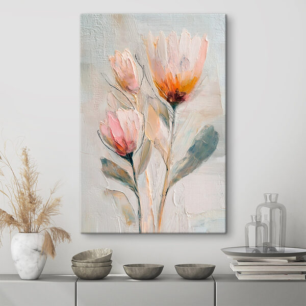 Tableaux Tableaux Peinture représentant des fleurs sur un fond blanc (UGS : s48206)