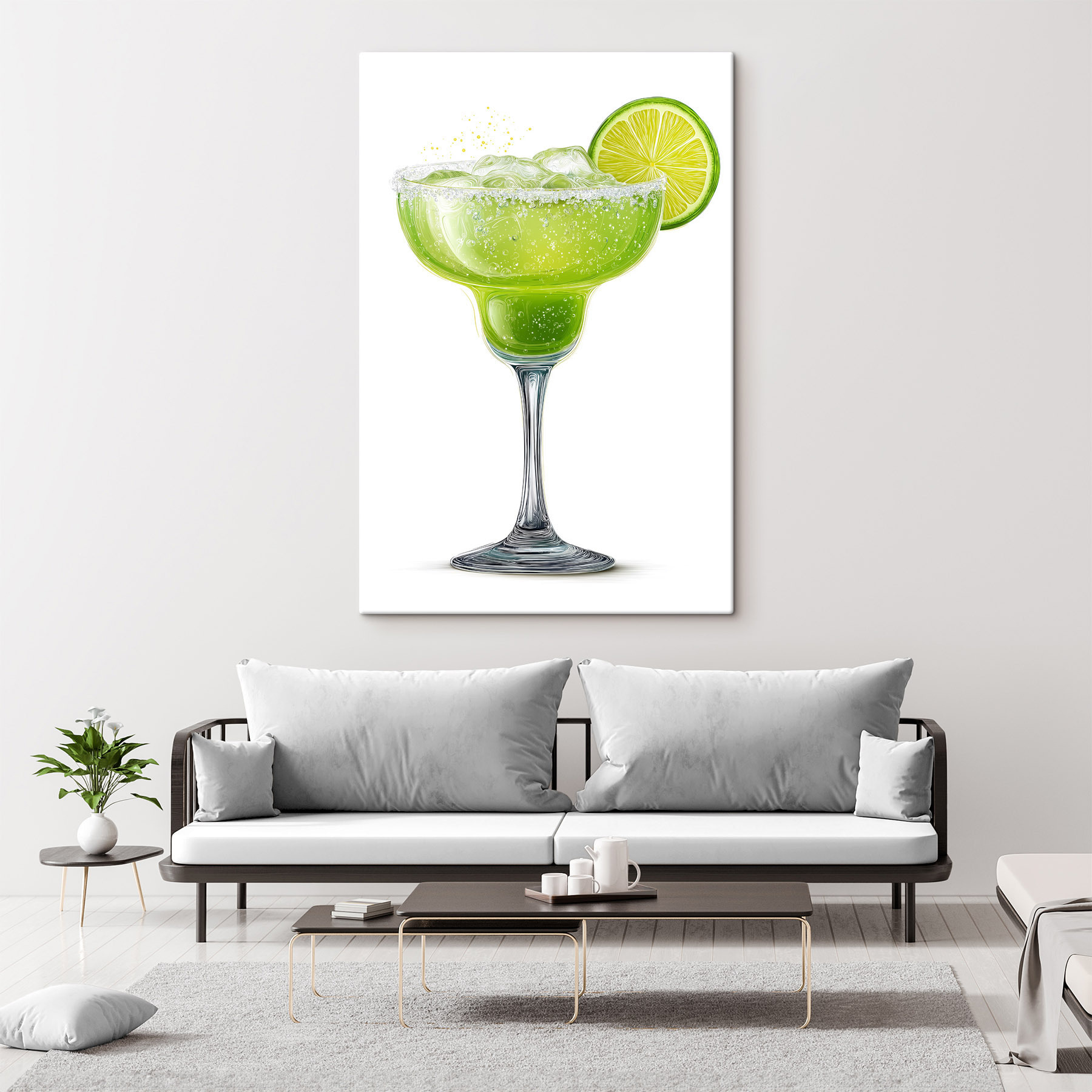 Glass with a drink and lime wedge