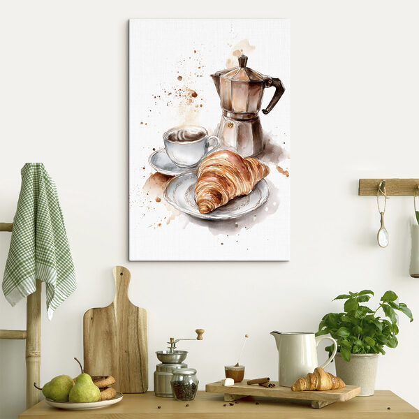 Tableaux Tableaux Un croissant et une tasse de café (UGS : s48555)