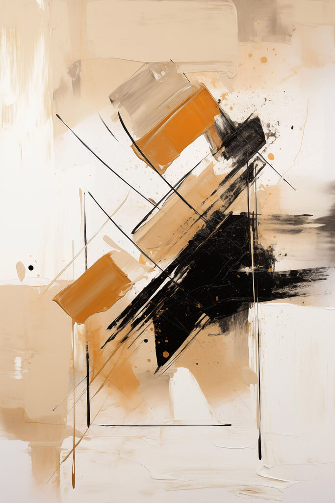 Painting of a black and orange paint