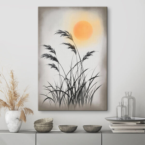 Tableaux Tableaux Silhouette de l'herbe et du soleil (UGS : s49130)