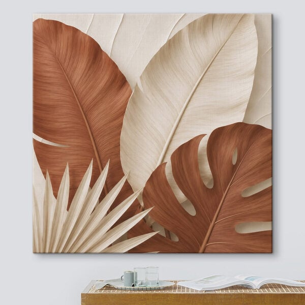 Tableaux Ensemble de feuilles brunes et blanches