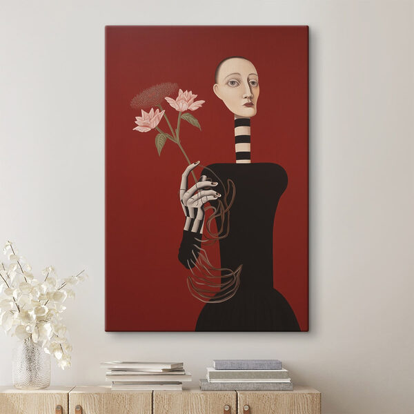 Tableaux Tableau représentant une femme tenant des fleurs