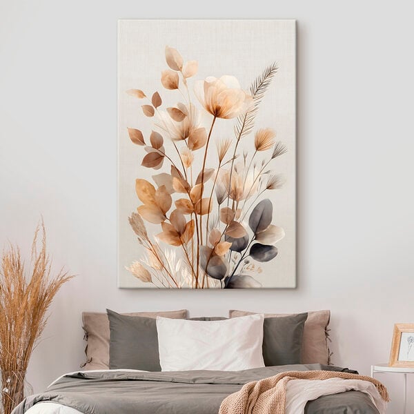 Tableaux Les feuilles délicates et les fleurs se marient à merveille