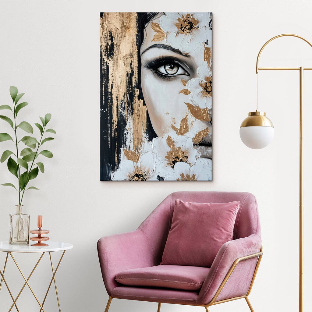 Delicate flowers embellishing a portrait