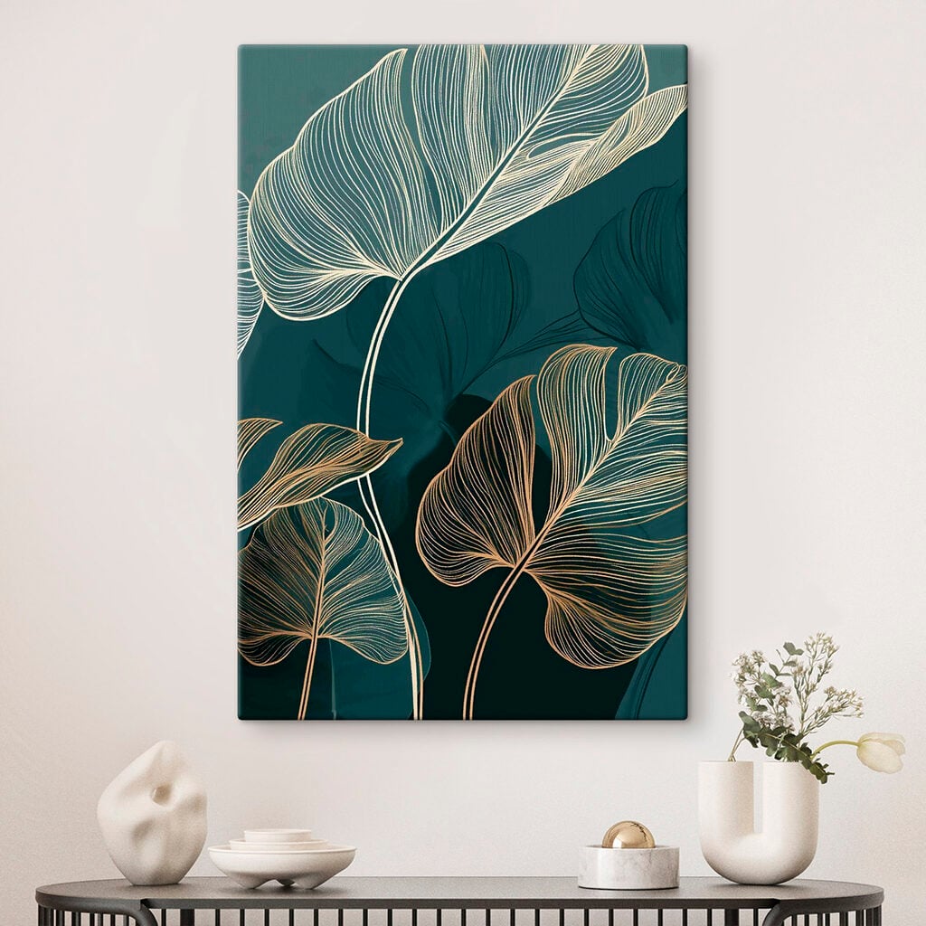 Elegant leaves on dark background