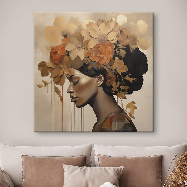 Tableaux Tableau représentant une femme avec des fleurs dans les cheveux