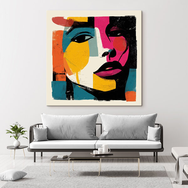 Tableaux Tableaux Visage de femme recouvert de peinture colorée (UGS : s49543)