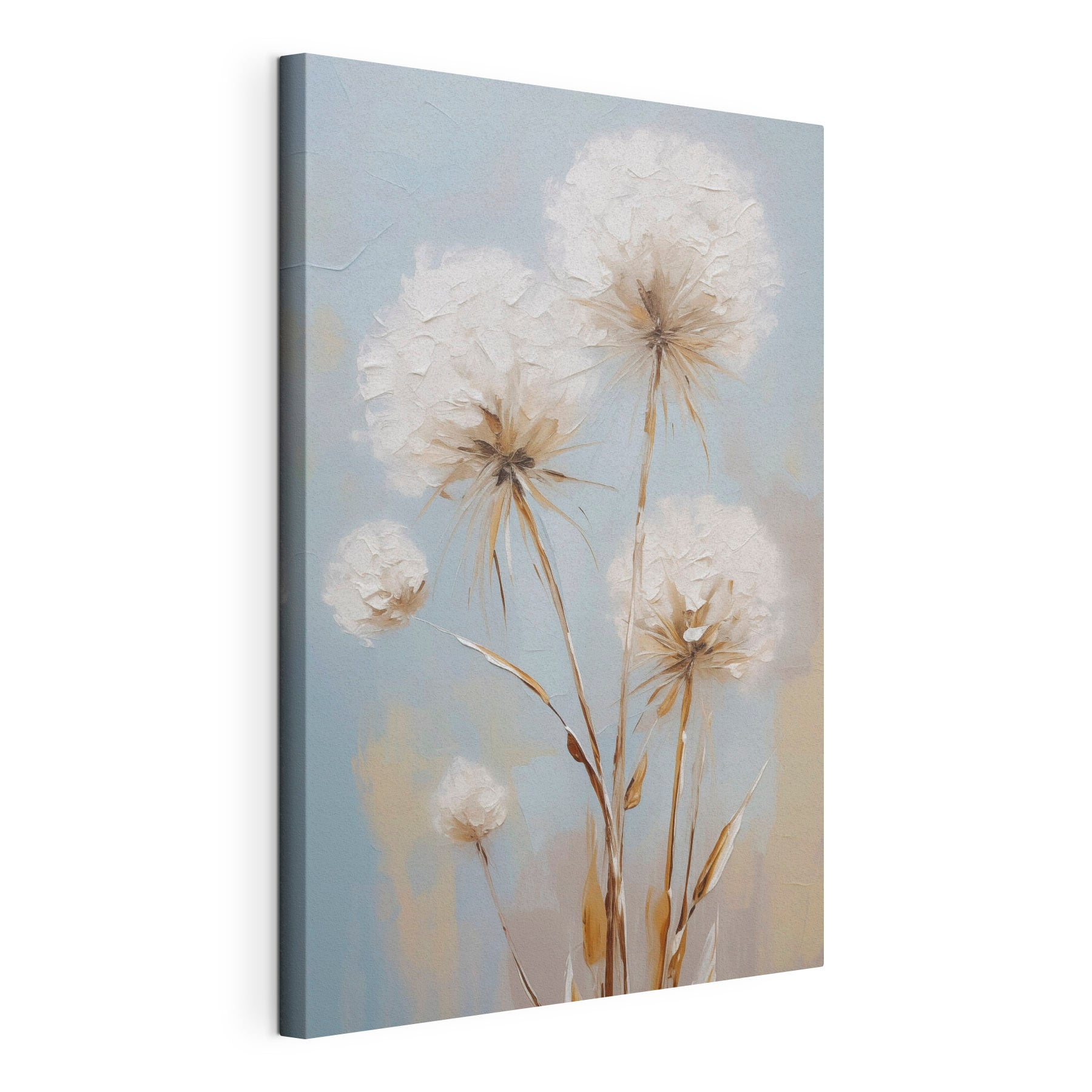 Painting of flowers on a blue background