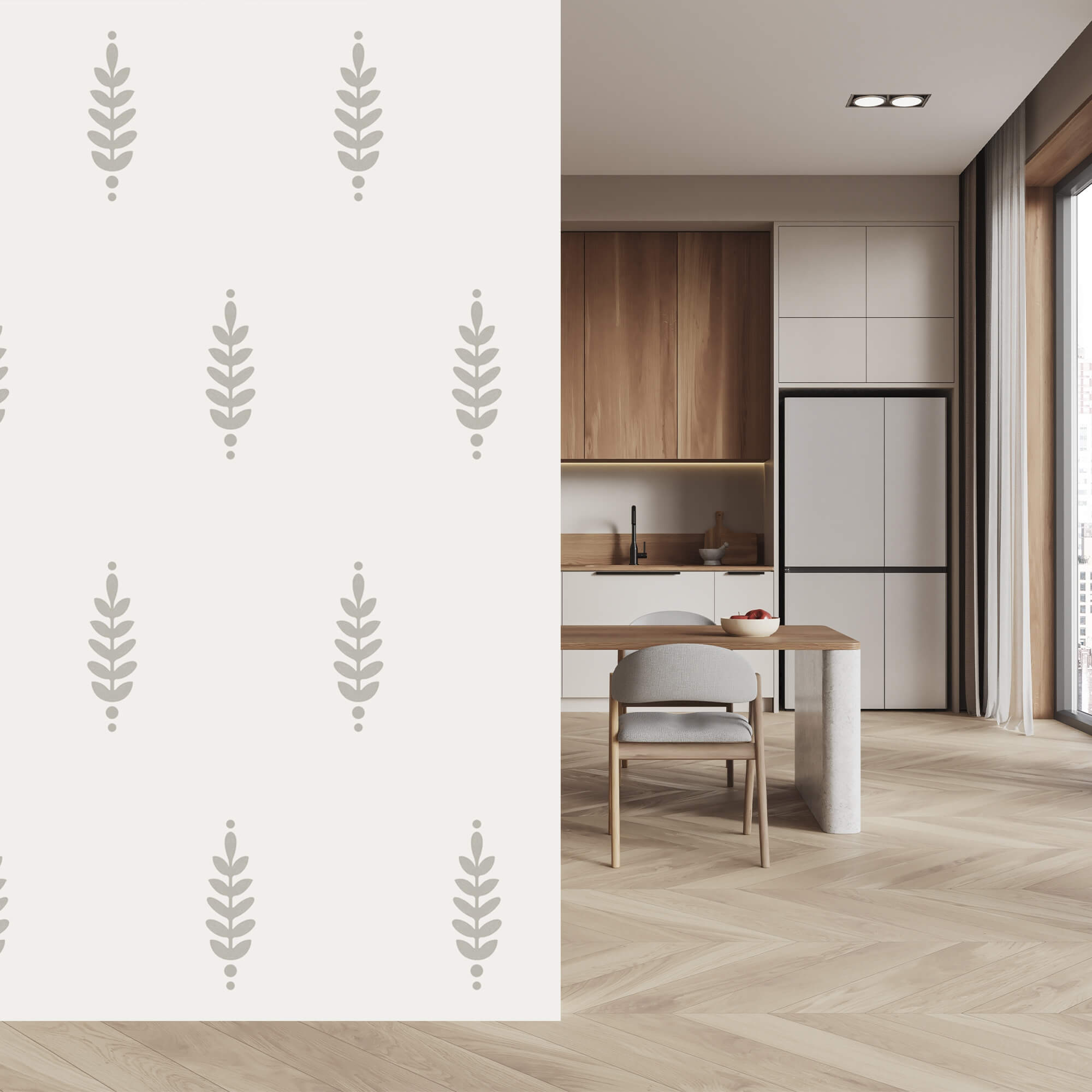 Motif de feuilles sur fond blanc