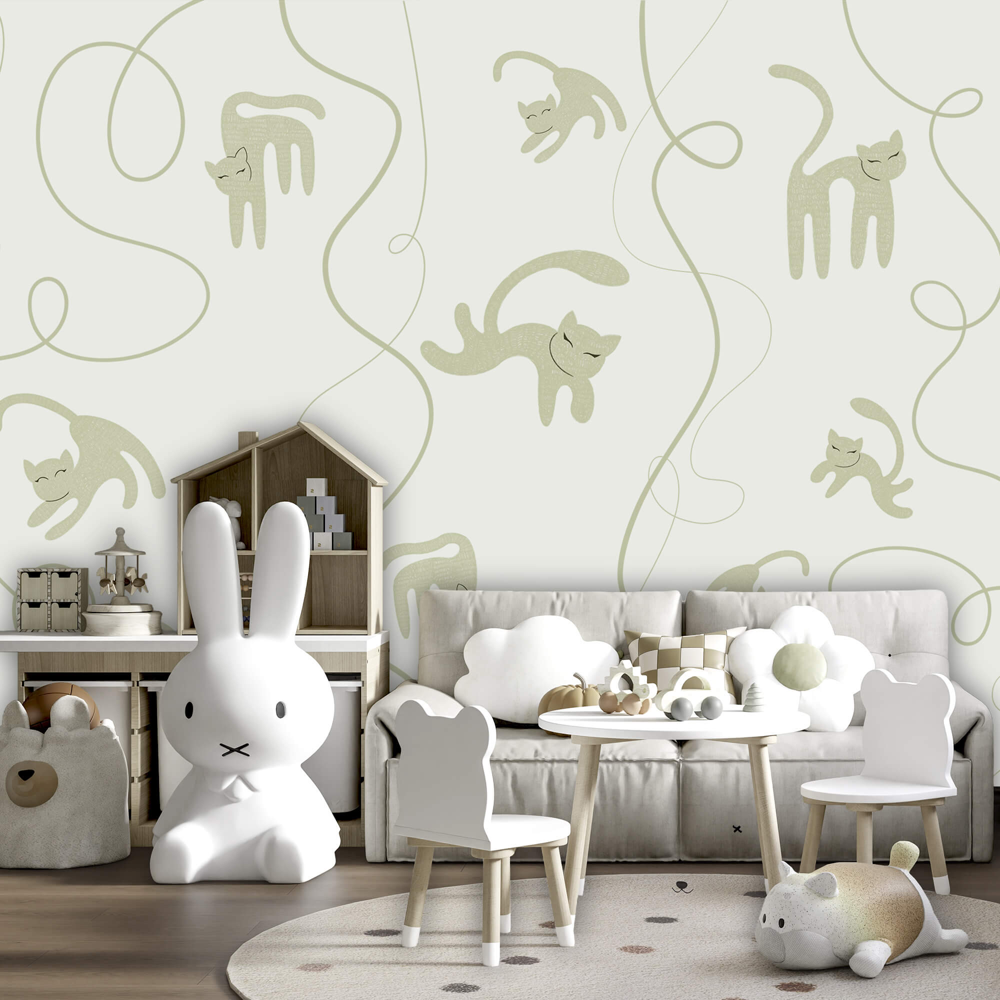 Motif de chats et de vignes