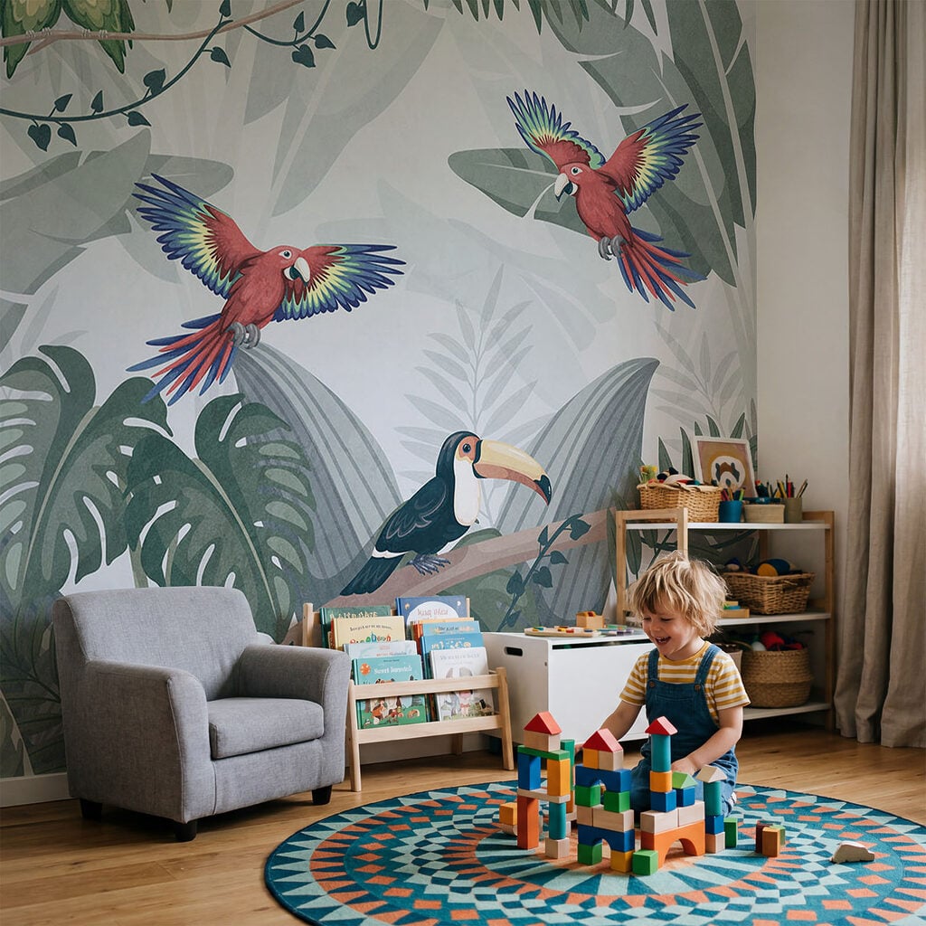 Groupe d'oiseaux sur une branche d'arbre